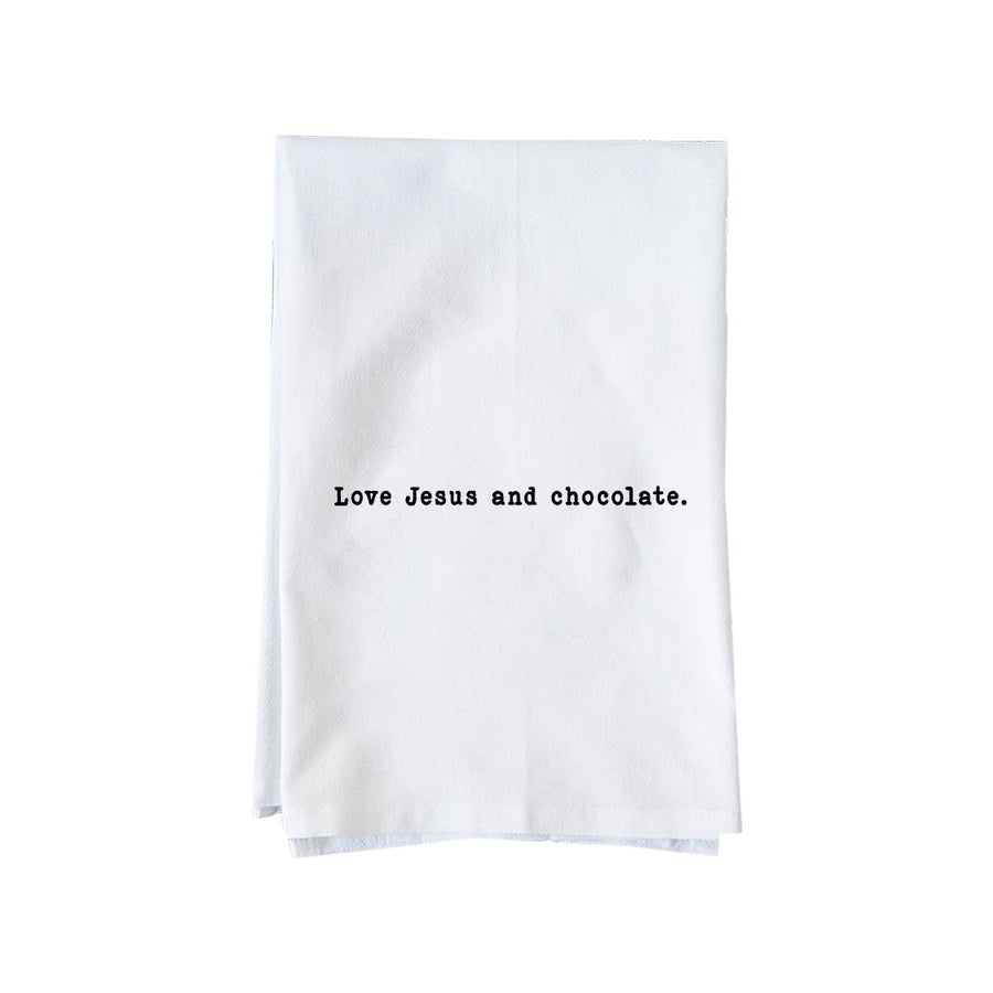 Love Jesus and chocolate Kitchen Towel