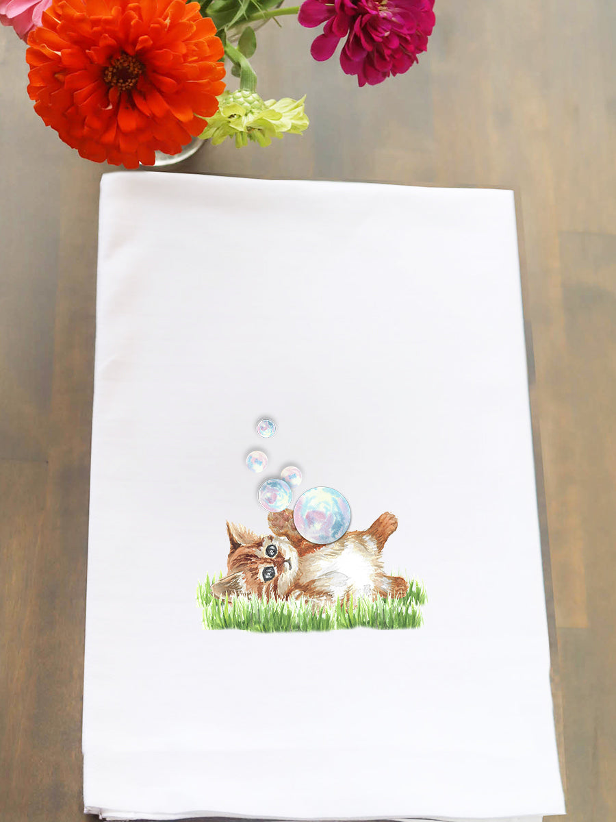 Kitten and Bubbles Kitchen Towel