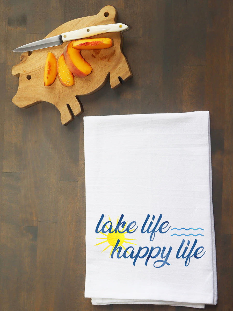 Lake Life Happy Life Kitchen Towel