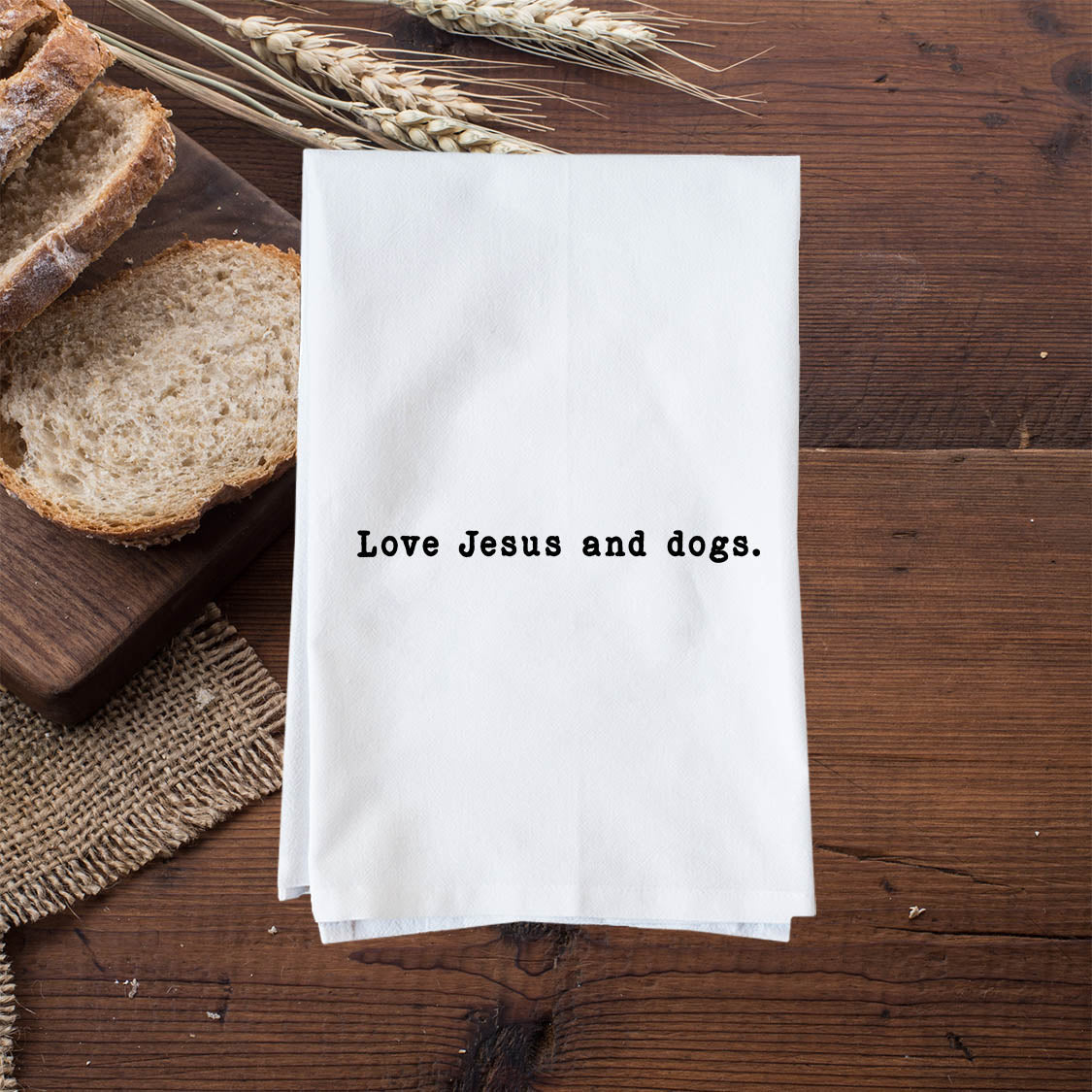 Love Jesus and dogs Kitchen Towel