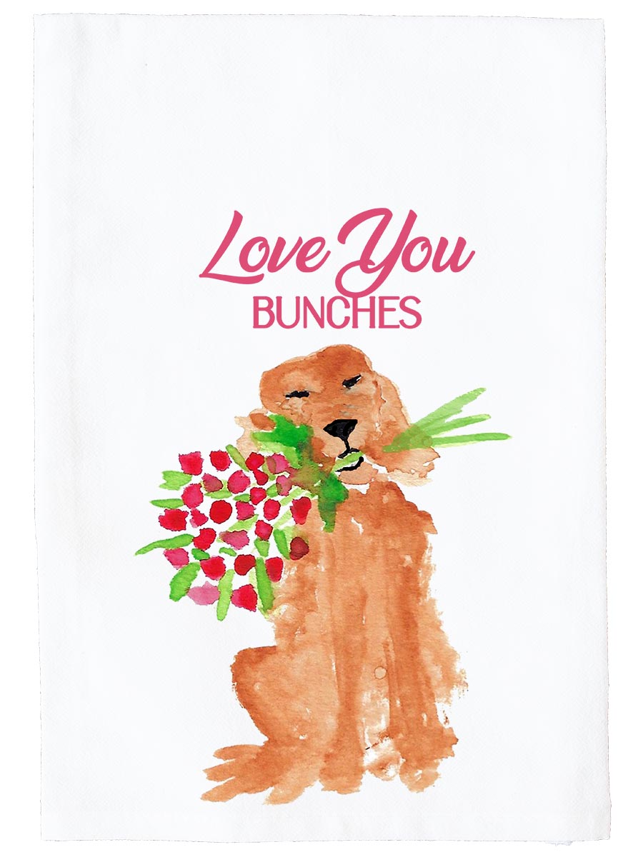 Love You Bunches Doodle Dog Kitchen Towel