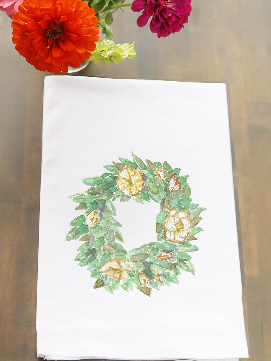 Magnolia Wreath Kitchen Towel