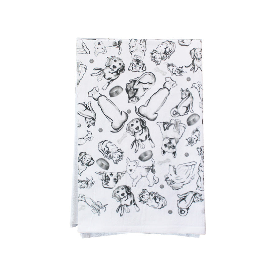 Black and White Dog Collage Kitchen Towel