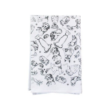 Black and White Dog Collage Kitchen Towel