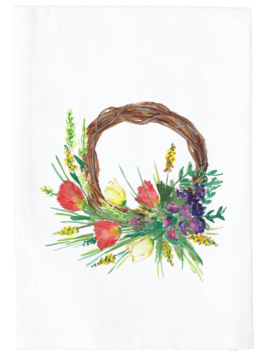 Mixed Floral Wreath Kitchen Towel