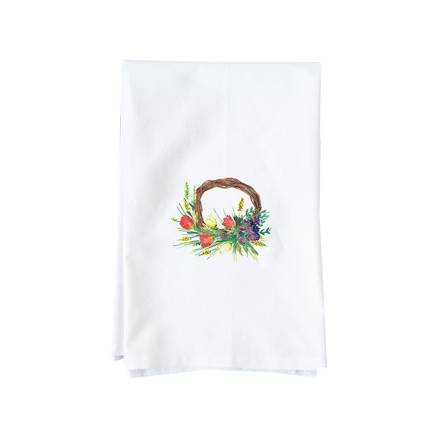 Mixed Floral Wreath Kitchen Towel