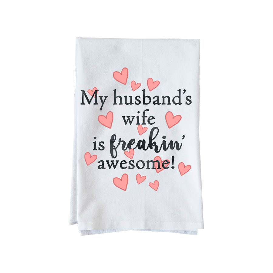 My Husband's Wife Is Awesome Kitchen Towel