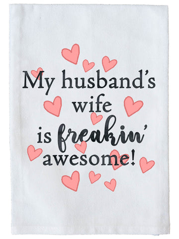 My Husband's Wife Is Awesome Kitchen Towel