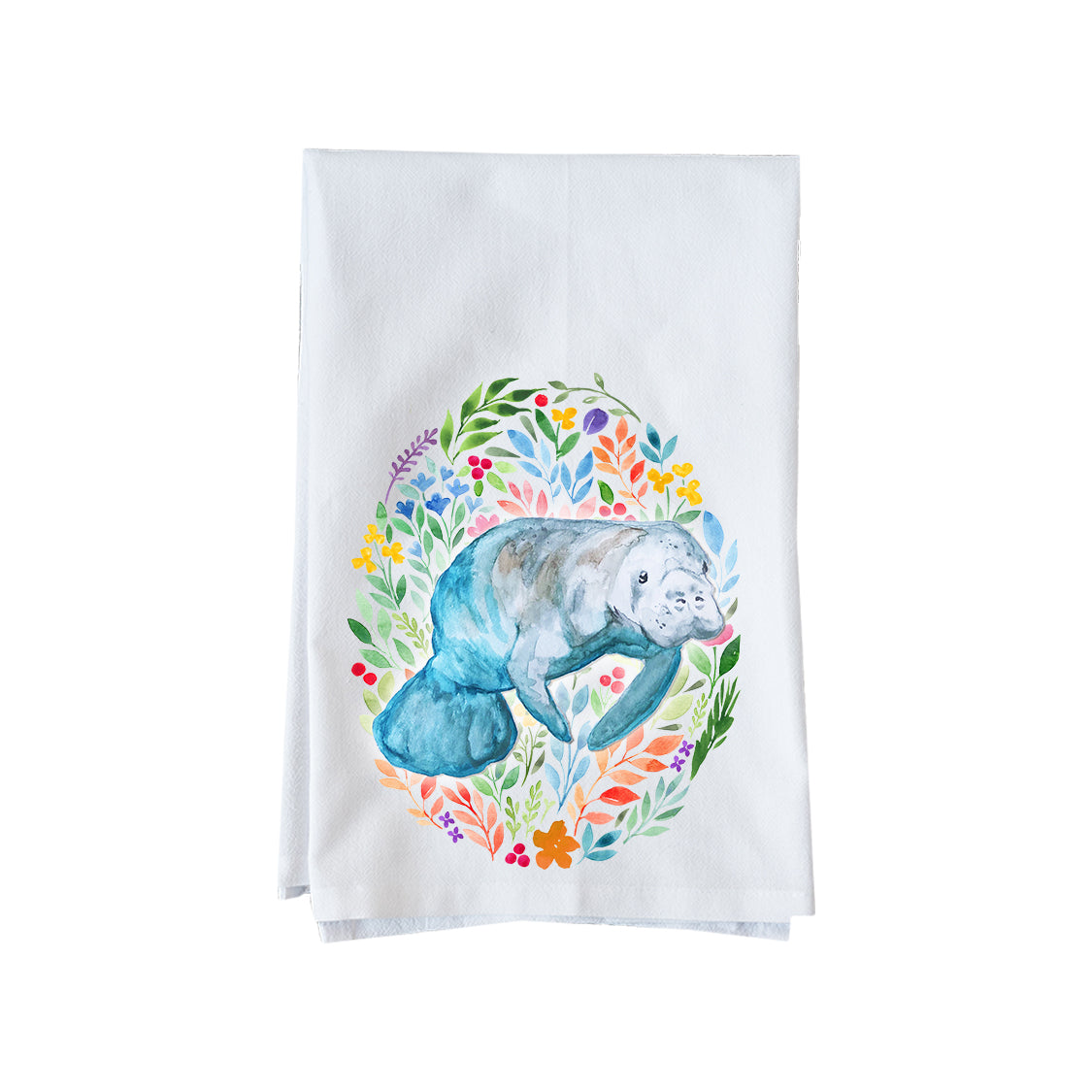 Manatee Floral Kitchen Towel
