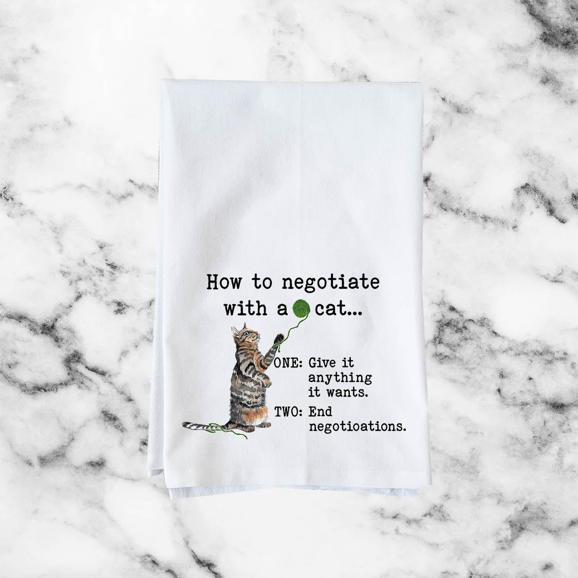 Negotiate with cat Kitchen Towel