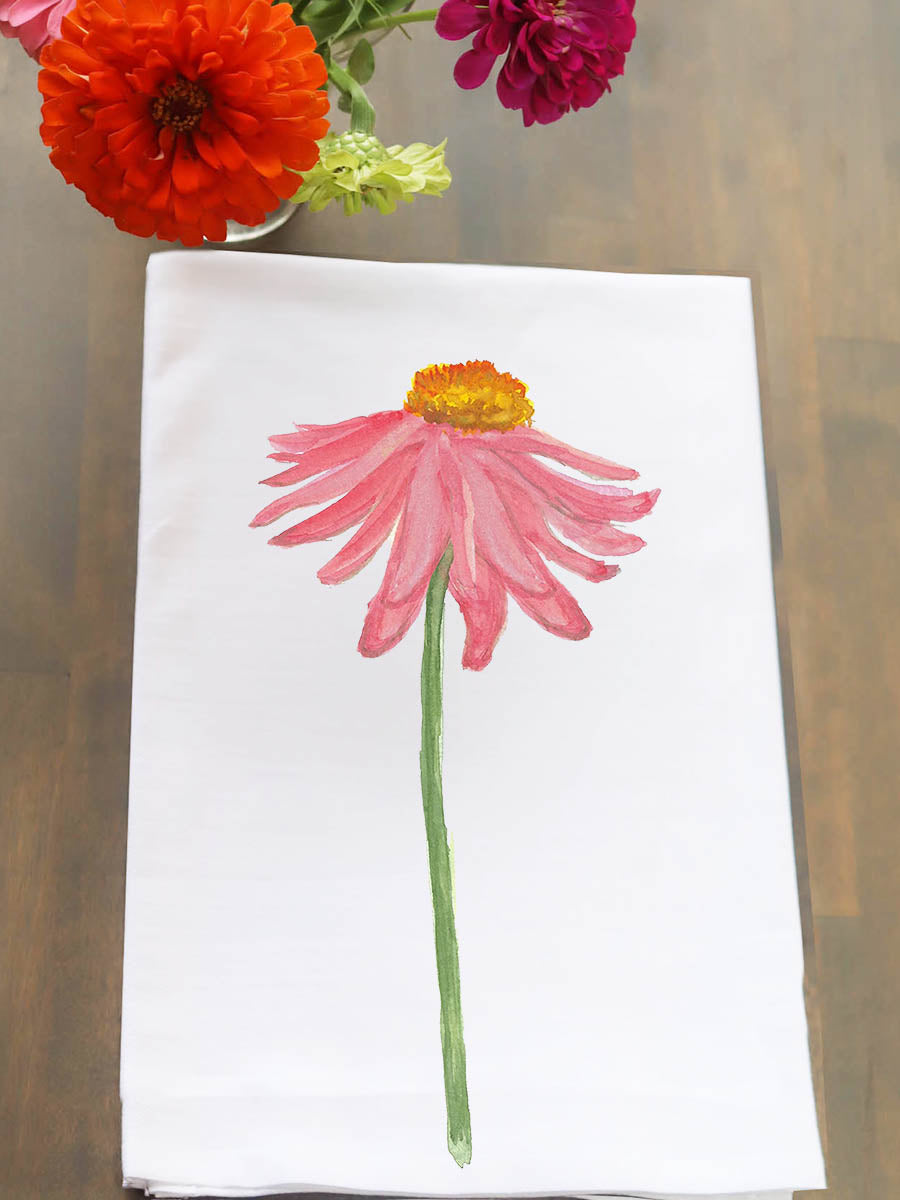Pink Coneflower Kitchen Towel