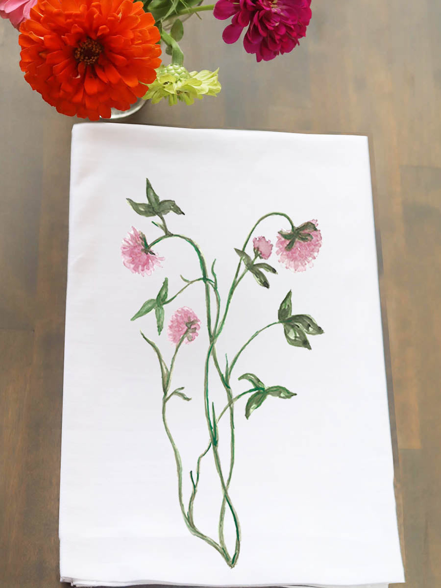 Pink Clovers Kitchen Towel