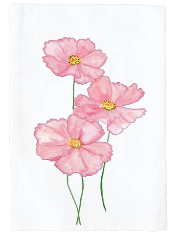 Pink Cosmos Floral Kitchen Towel