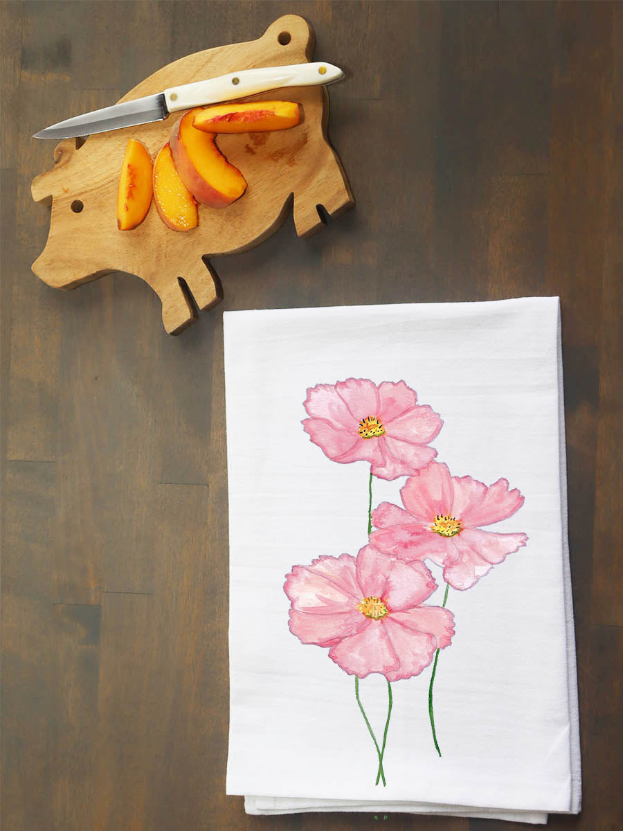 Pink Cosmos Floral Kitchen Towel