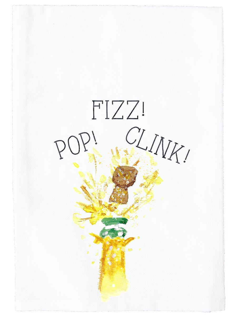 Pop Fizz Clink Champagne Kitchen Towel