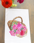 Peonies In Basket Kitchen Towel