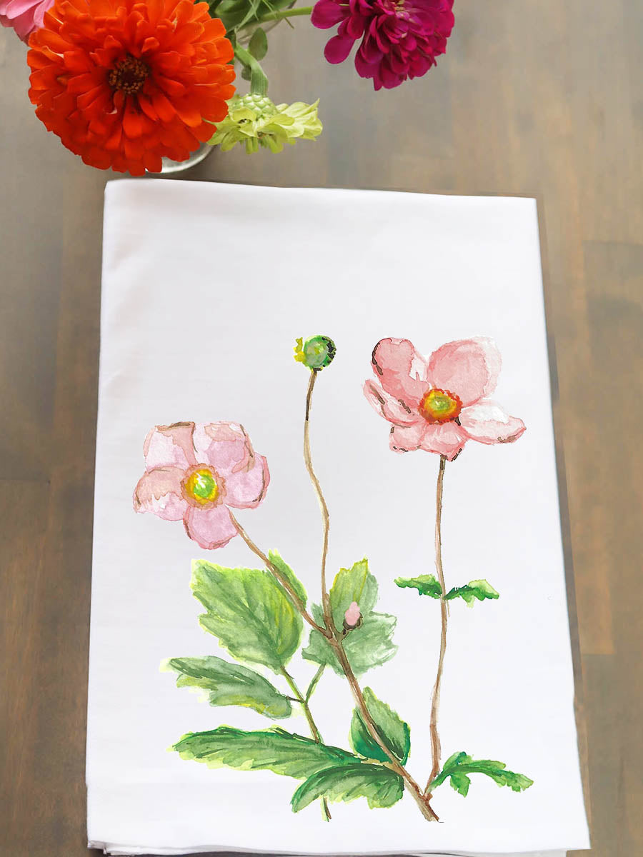 Pink Violets Kitchen Towel