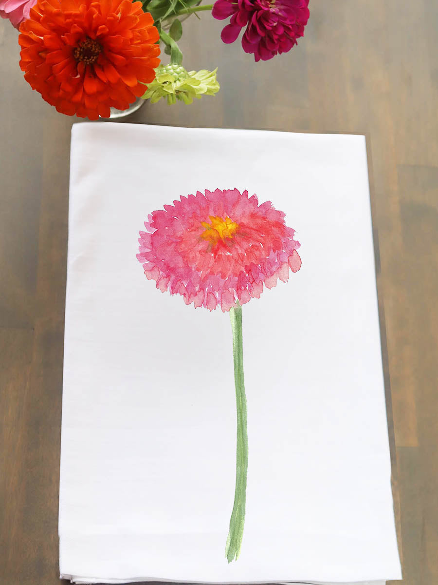 Pink Zinnia Kitchen Towel