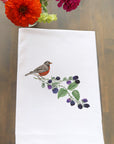 Robin And Blackberries Kitchen Towel