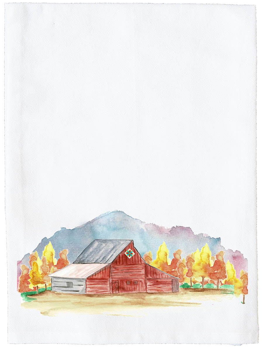Red Barn with Star Kitchen Towel