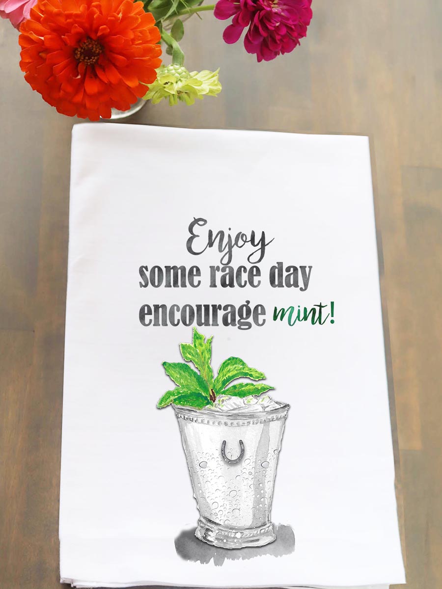 Race Day Encourage mint Derby Kitchen Towel