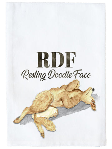 Resting Doodle Face Kitchen Towel