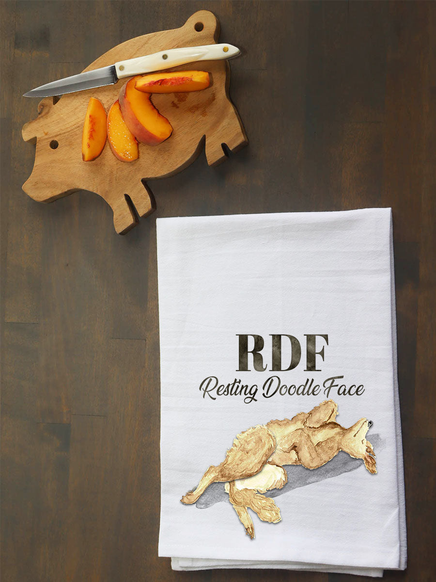 Resting Doodle Face Kitchen Towel