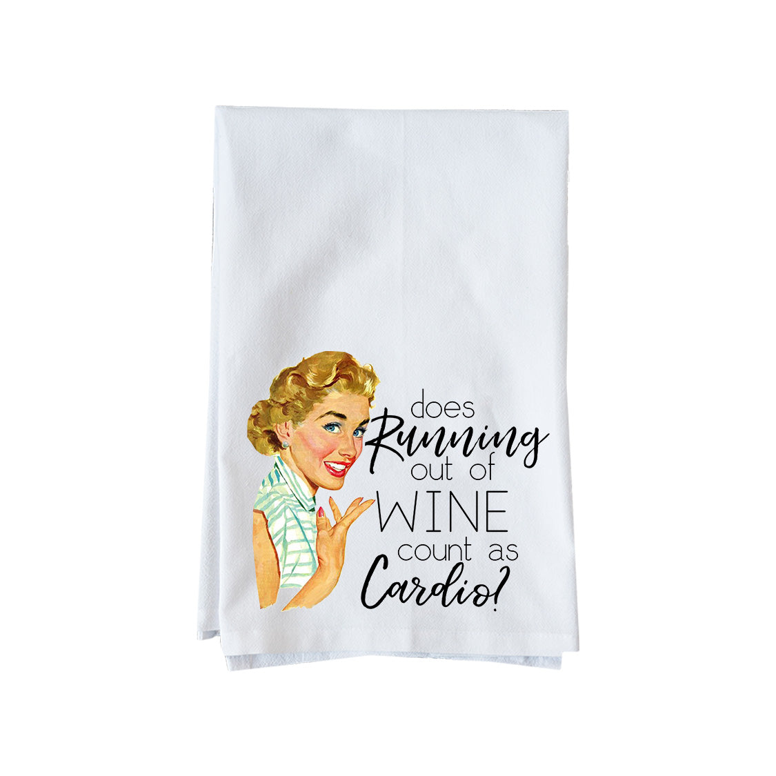 Cardio Running Out of Wine Kitchen Towel