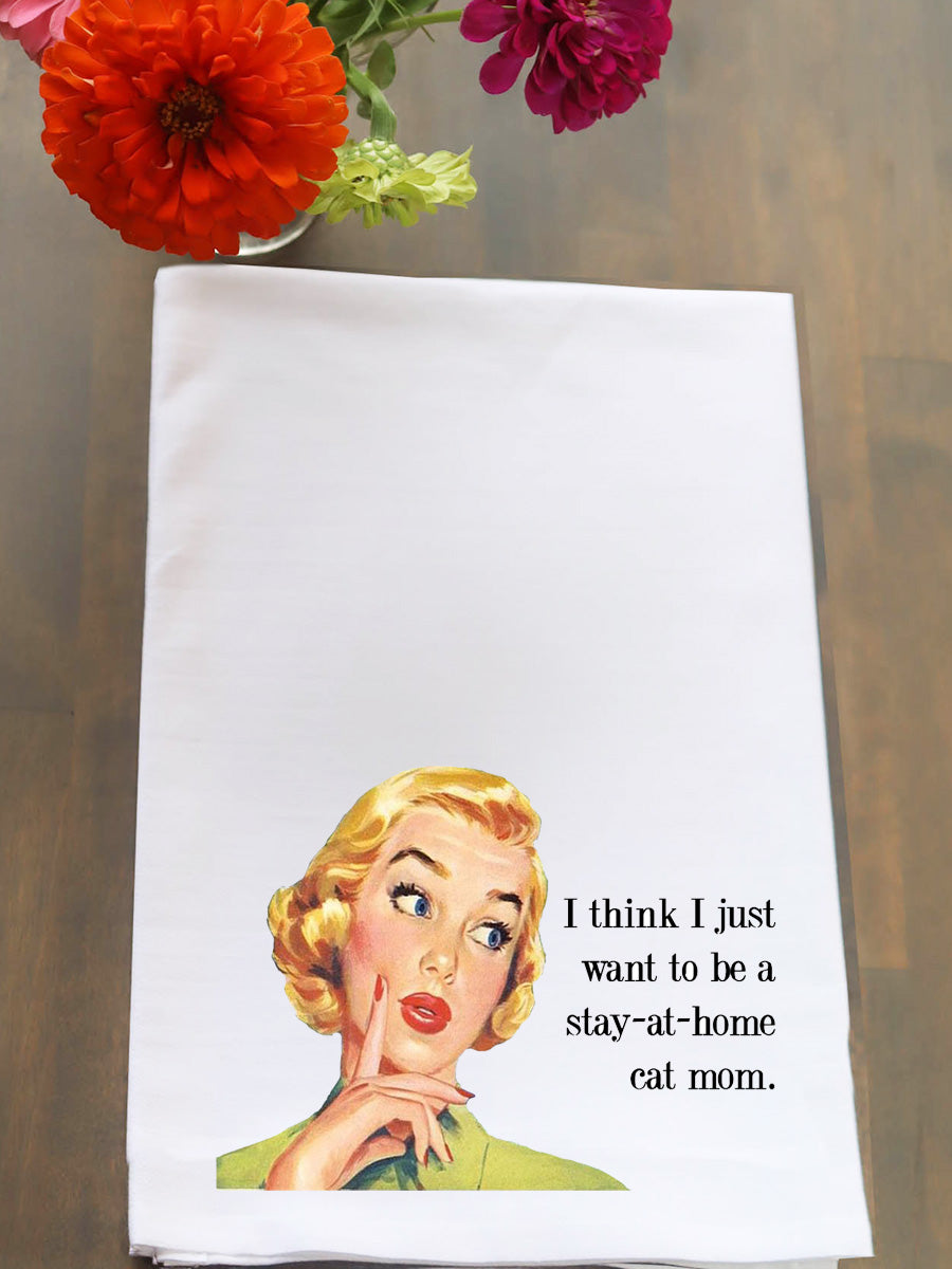 Stay At Home Cat Mom Kitchen Towel