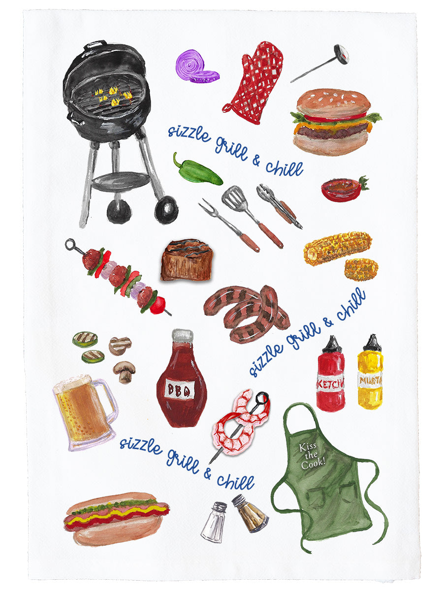 BBQ Sizzle, Grill & Chill Kitchen Towel