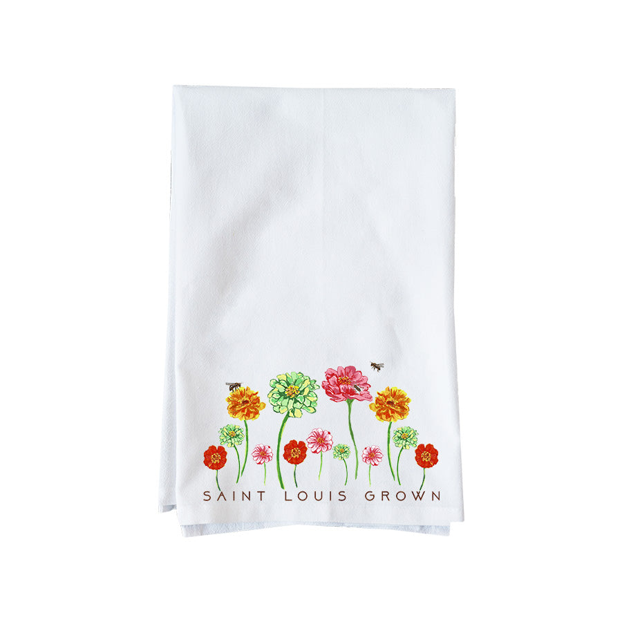 St. Louis Grown Zinnias Kitchen Towel