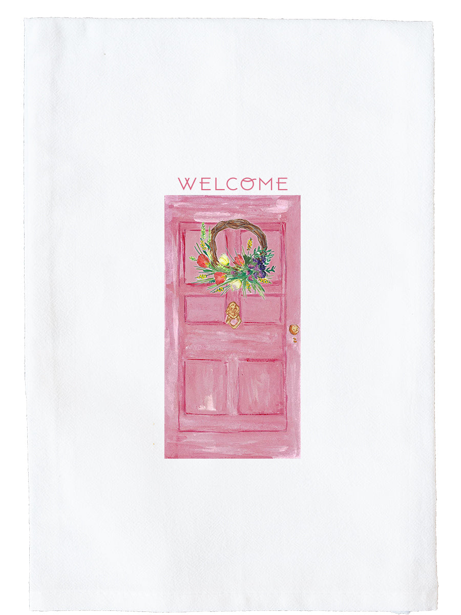 Spring Pink Door Kitchen Towel