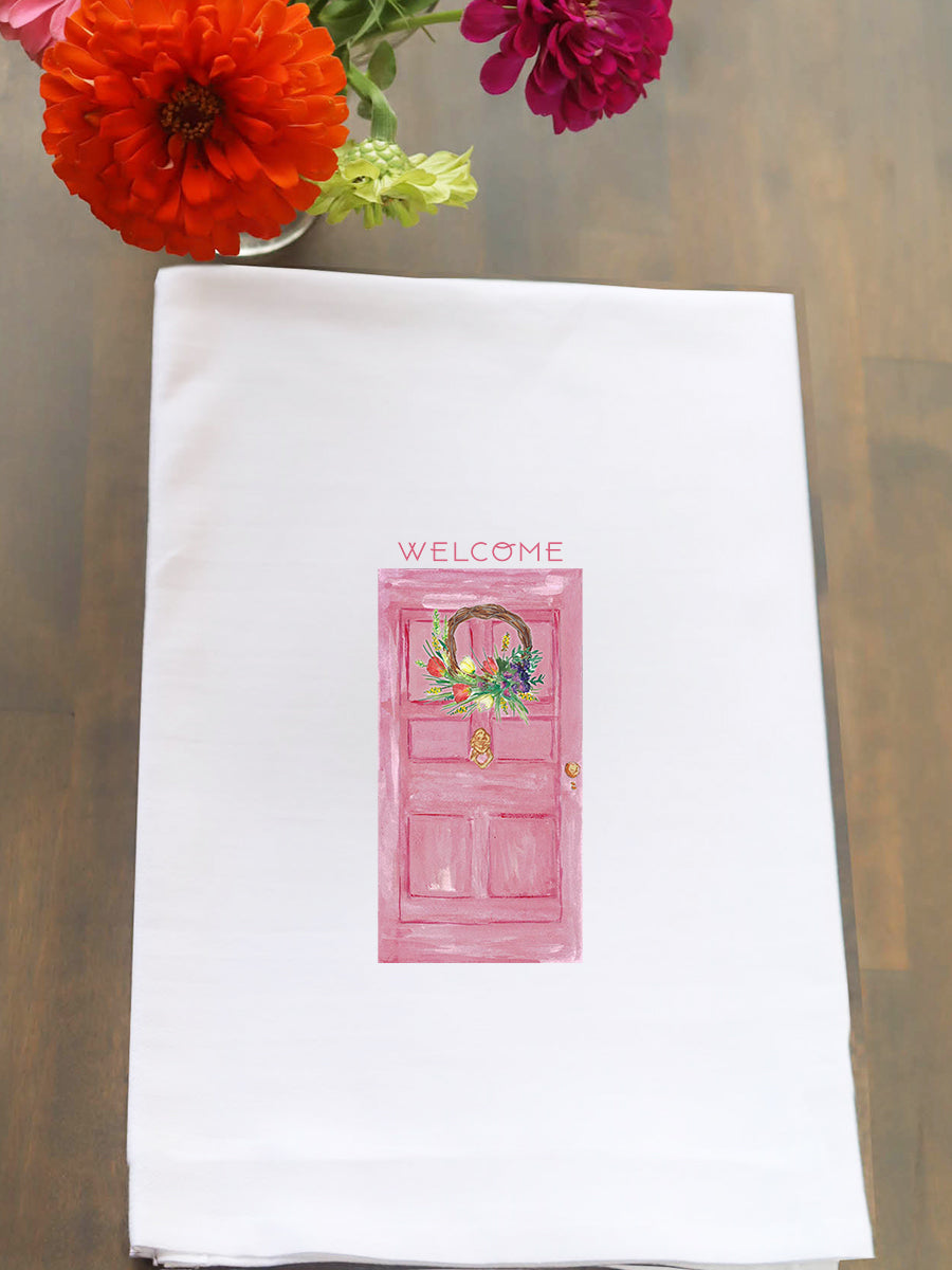 Spring Pink Door Kitchen Towel