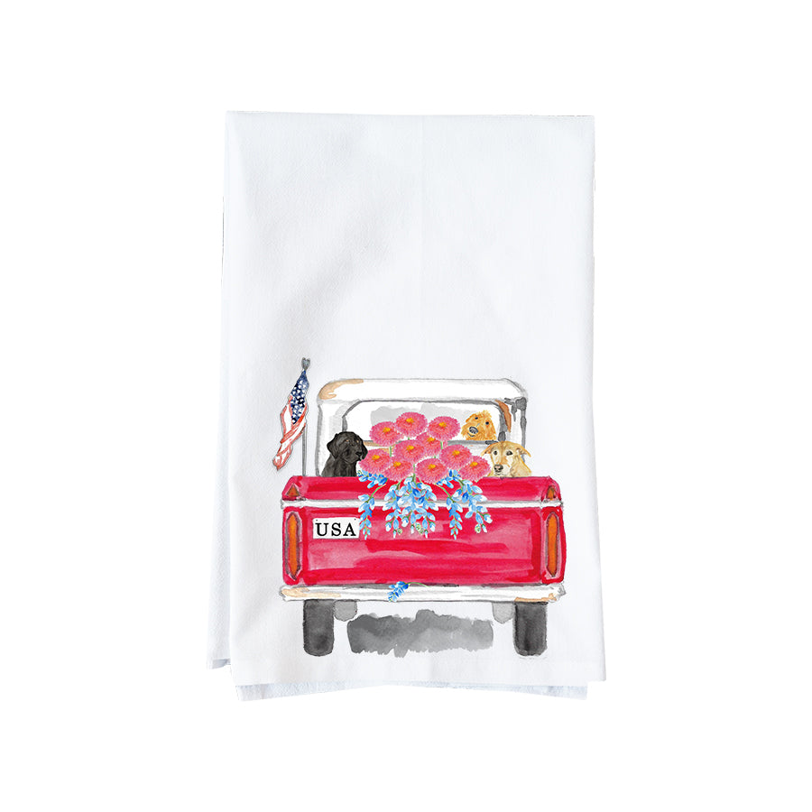 Patriotic Vintage Truck Kitchen Towel