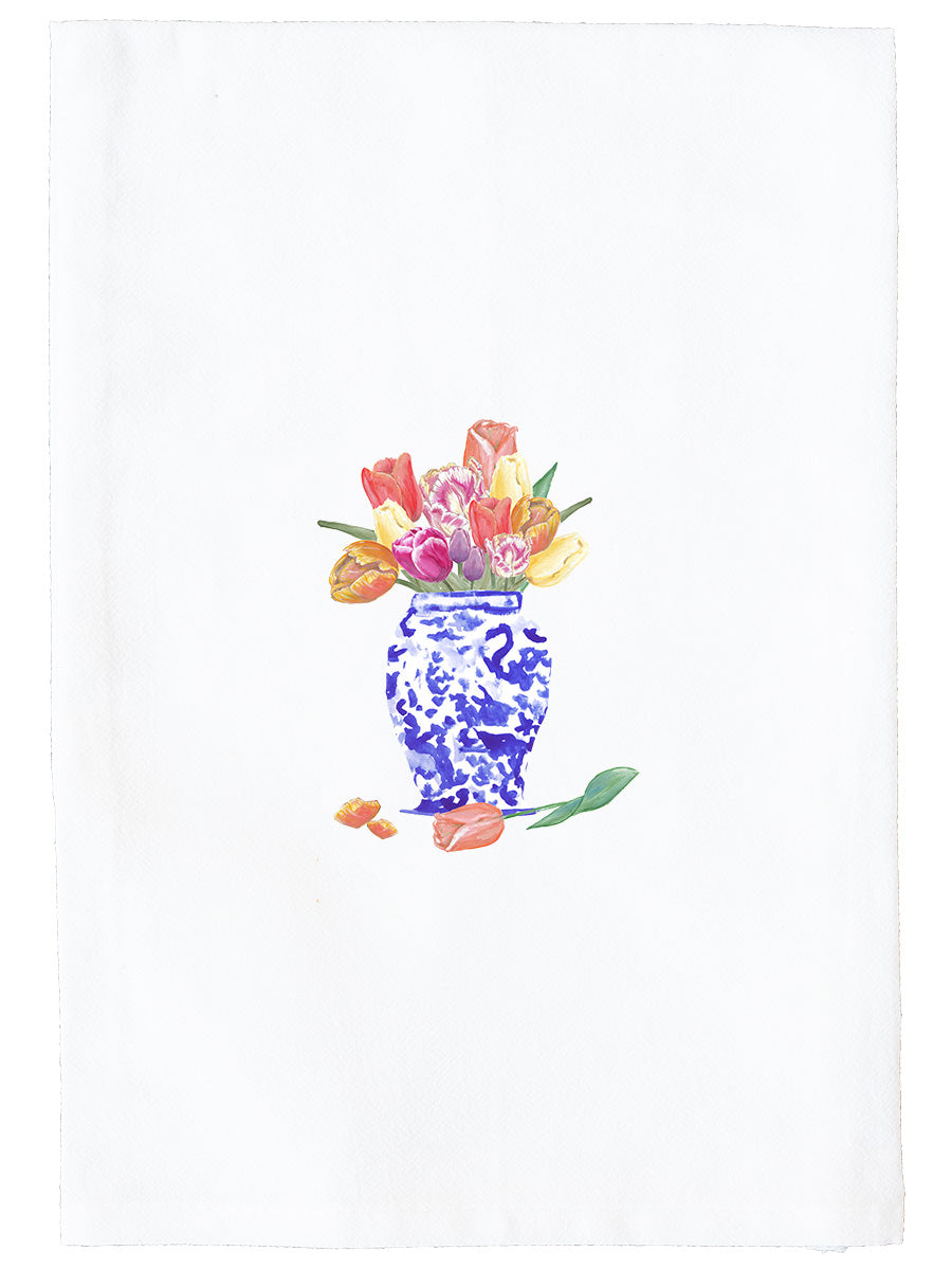 Ginger Jar With Tulips Kitchen Towel