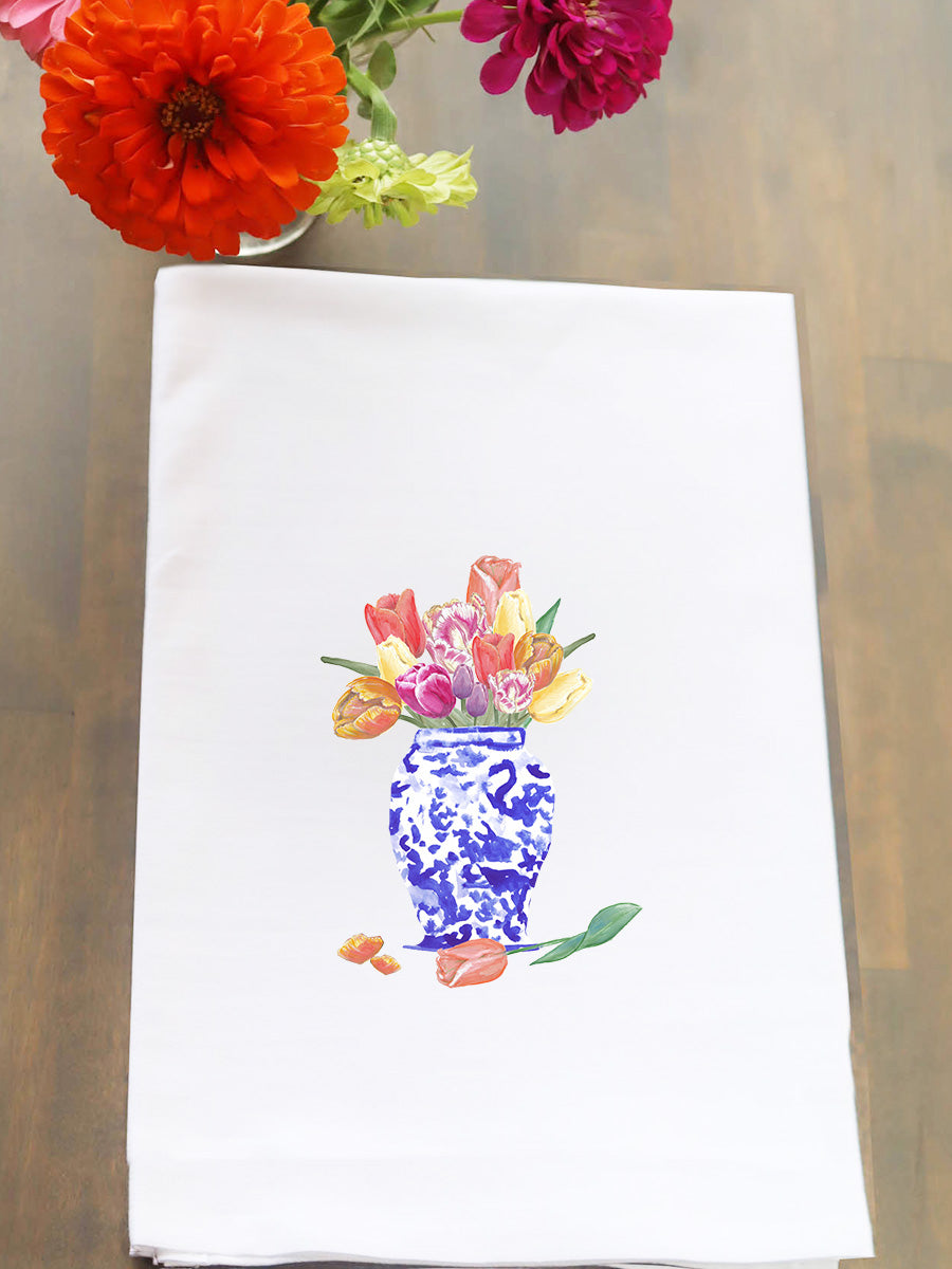 Ginger Jar With Tulips Kitchen Towel