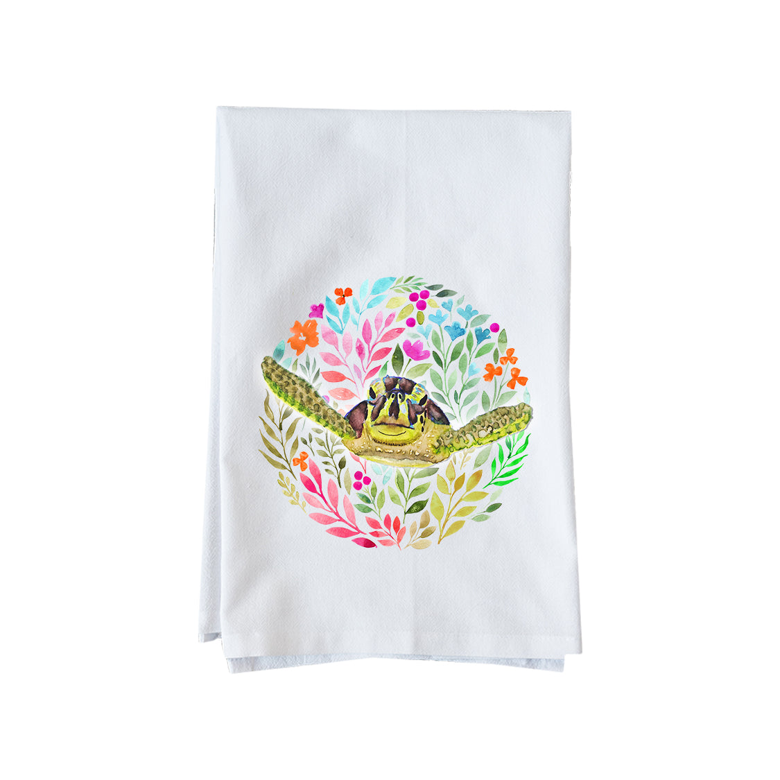 Floral Sea Turtle Kitchen Towel