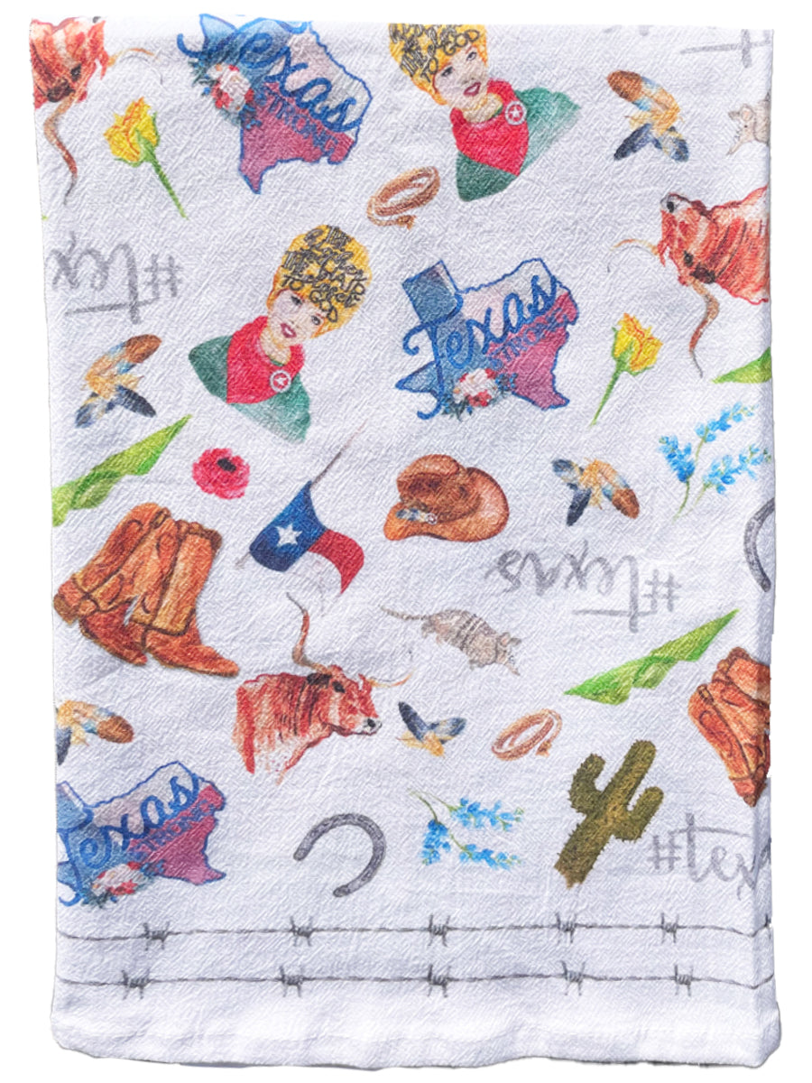 Texas Collage Kitchen Towel