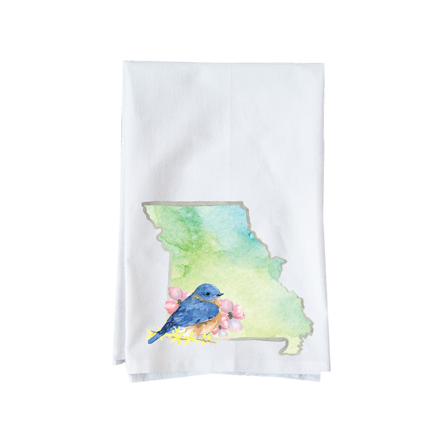 Floral Watercolor State Kitchen Towel