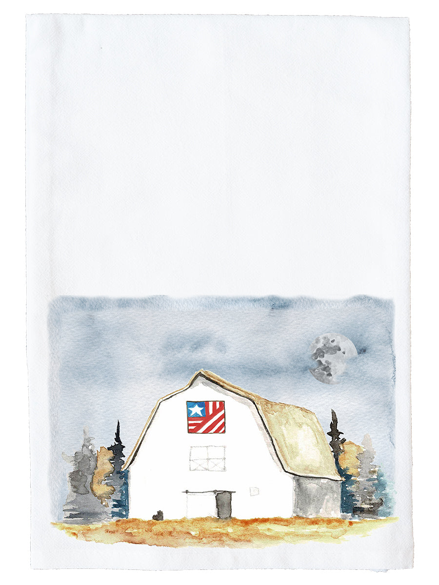 White Barn with Star Kitchen Towel