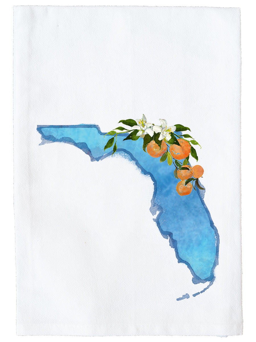 Floral Watercolor State Kitchen Towel