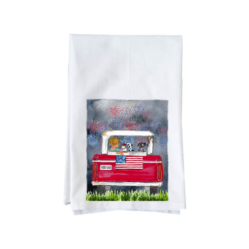 Watching fireworks Kitchen Towel