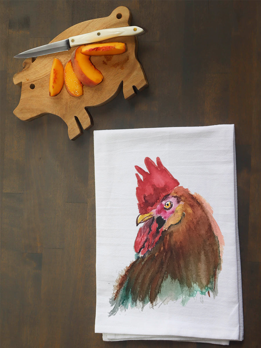 Watercolor rooster Kitchen Towel
