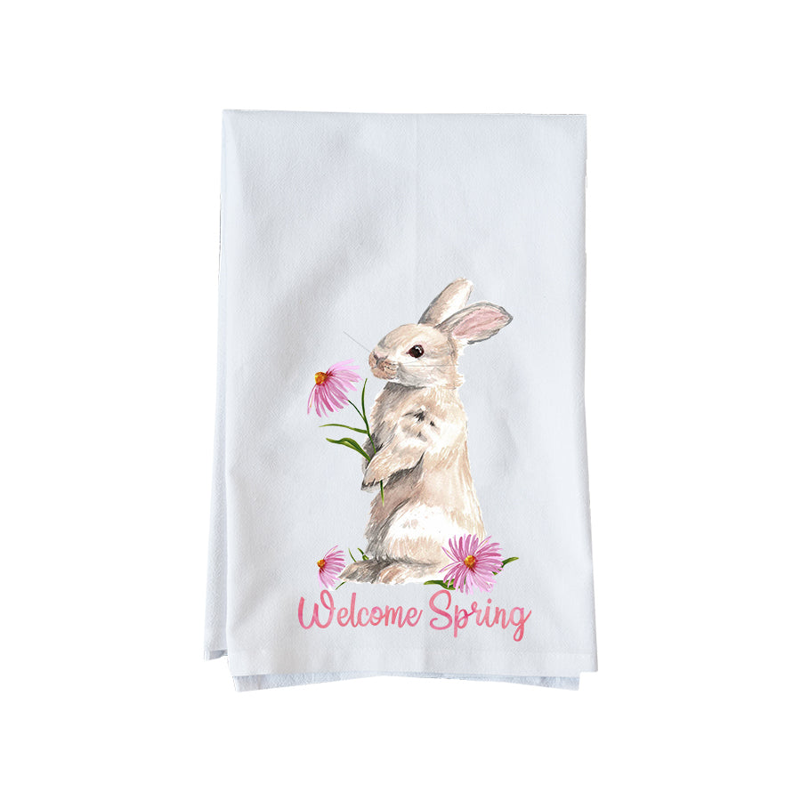 Welcome Spring Bunny Kitchen Towel