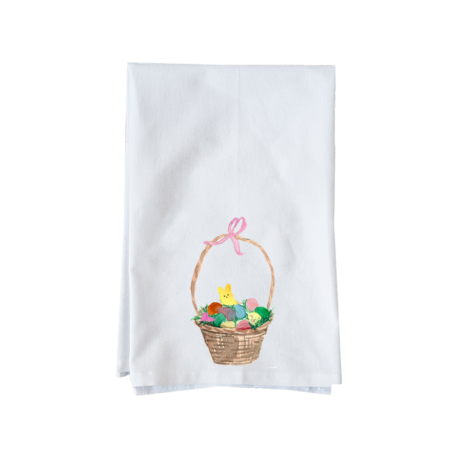 Easter Basket Watercolor Kitchen Towel