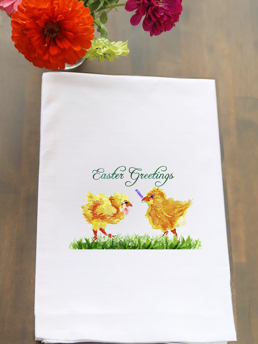 Chicks and Flowers Kitchen Towel