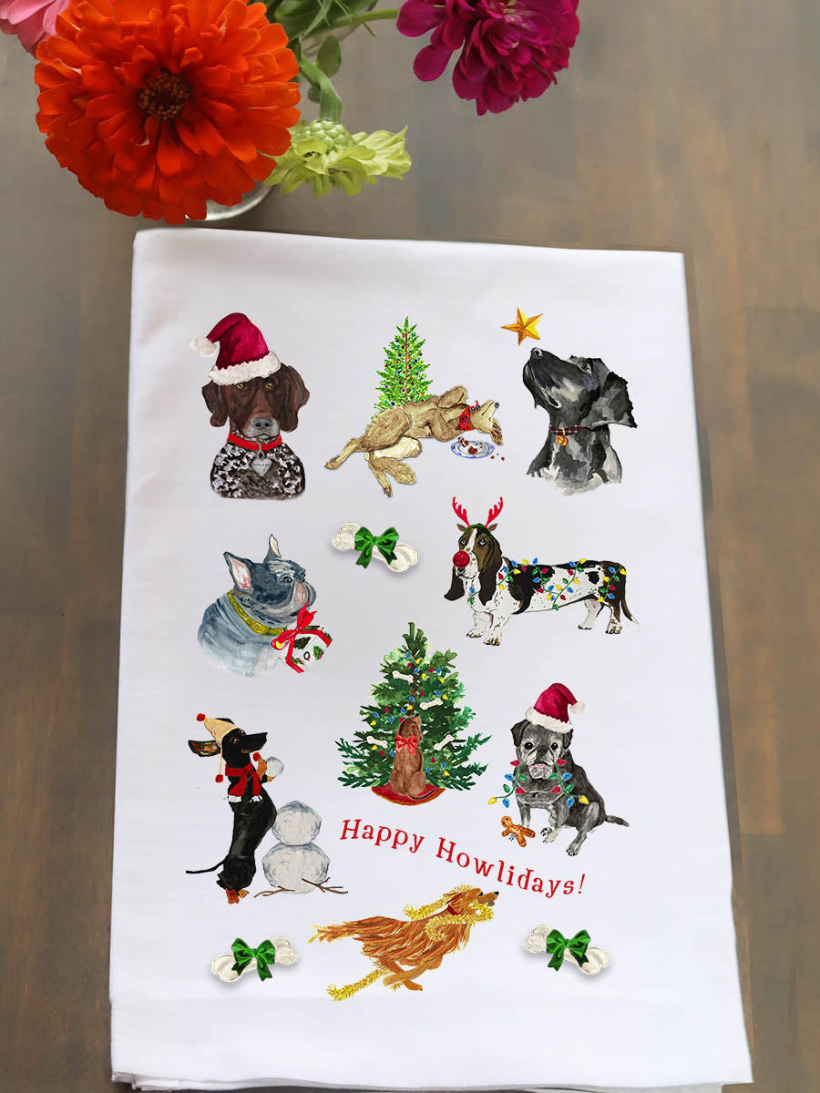 Howlidays Dog Collage Kitchen Towel