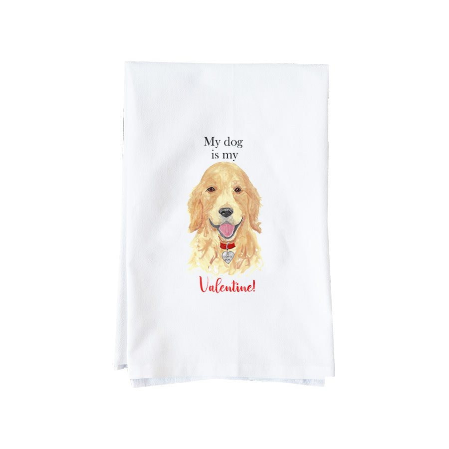 Golden Dog Valentine Kitchen Towel