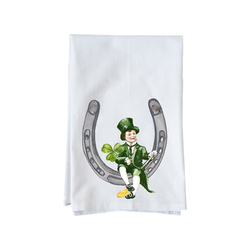 Horseshoe and Leprechaun Kitchen Towel
