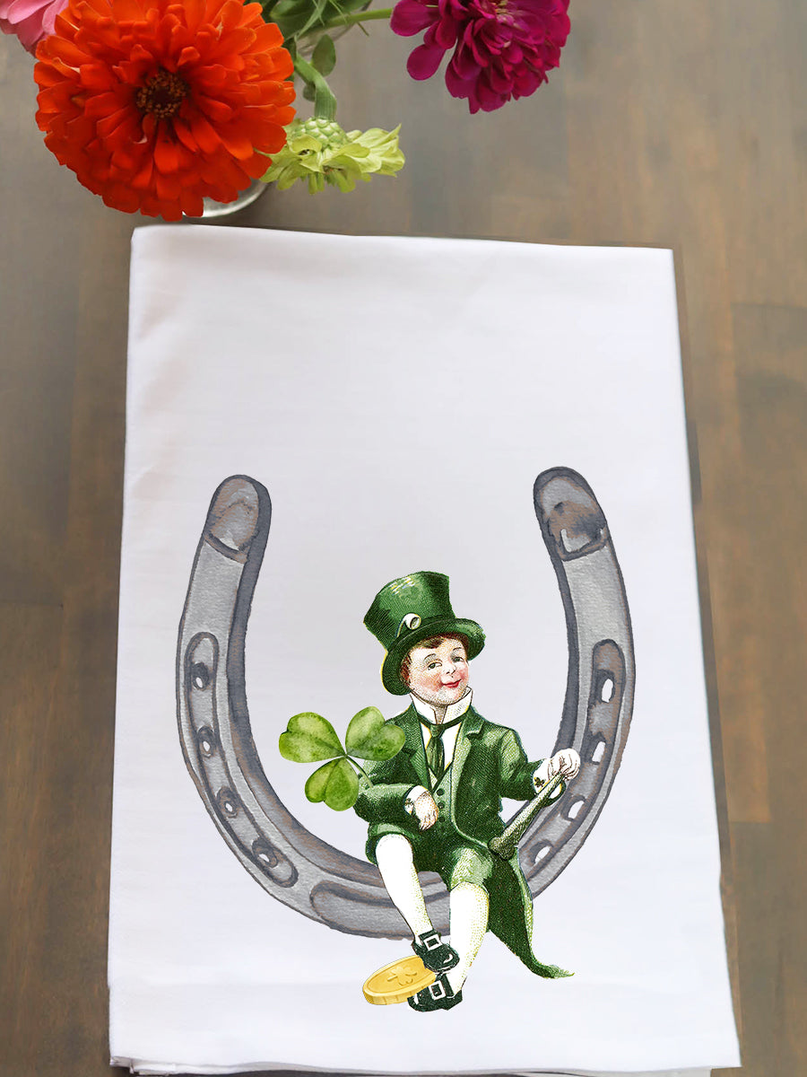 Horseshoe and Leprechaun Kitchen Towel